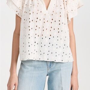 TROVATA BIRDS OF PARADIS Daisy Eyelet Clover Blouse - Large, NWT